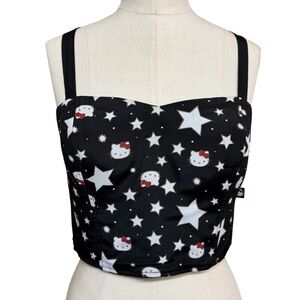 Hello Kitty Sanrio Corset Tank Top Stars Women’s M Black White Y2K Kawaii Cute